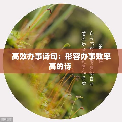 高效辦事詩句：形容辦事效率高的詩 
