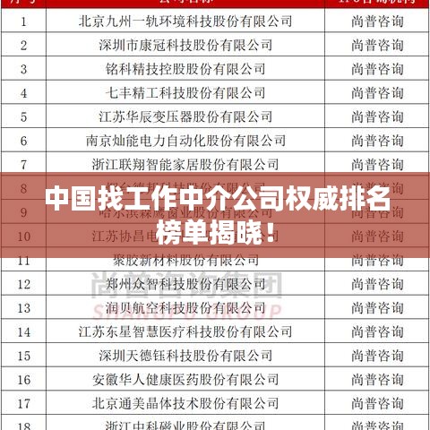 中國找工作中介公司權(quán)威排名榜單揭曉！