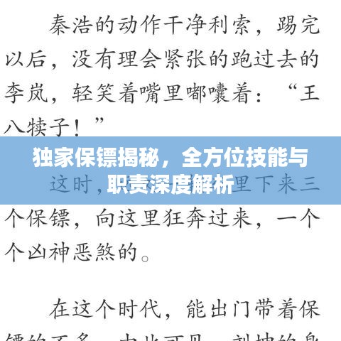 獨(dú)家保鏢揭秘，全方位技能與職責(zé)深度解析